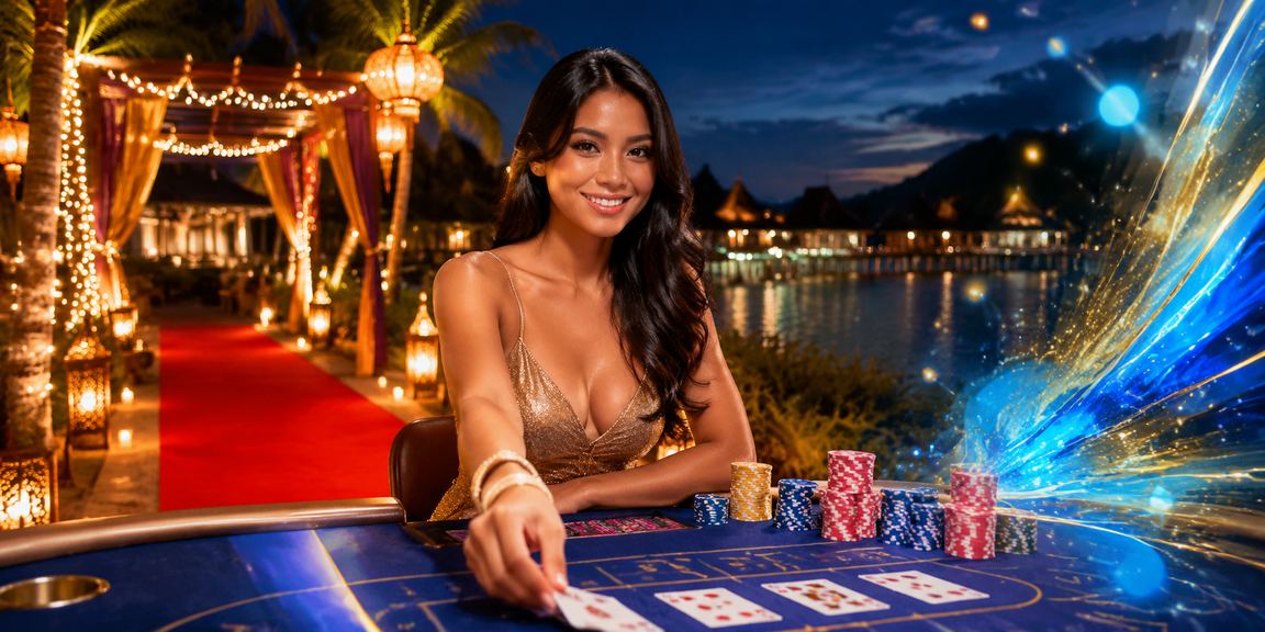 Meja permainan baccarat bergaya Melayu di Langkawi dengan suasana kasino mewah